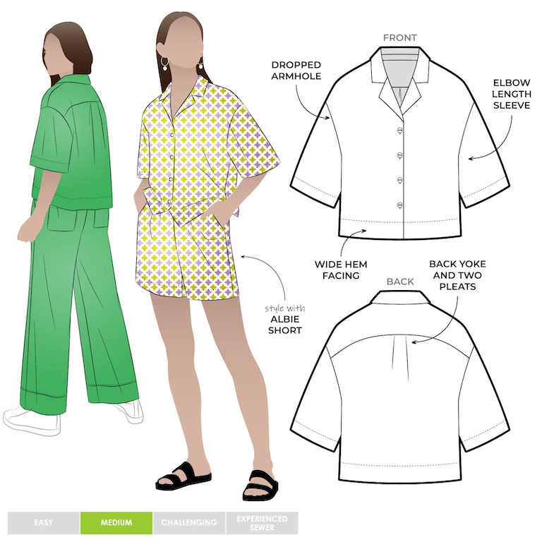 Albie Woven Shirt Pattern Size 18-30 By Style Arc
