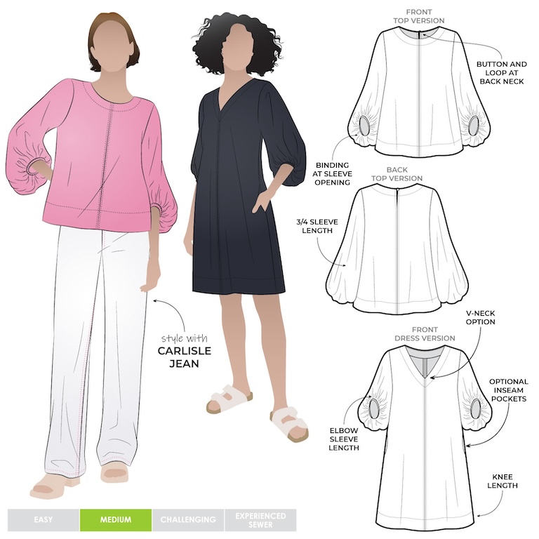 Zalia Woven Top And Dress Pattern Size 4-16 By Style Arc