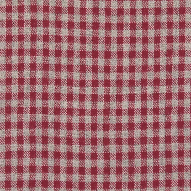 Brick Red And Grey Small Check Brushed Flannel From Glenrock By Modelo Fabrics