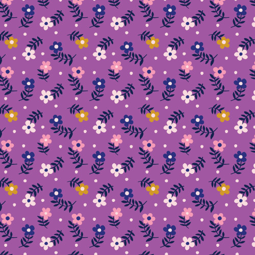 Moody Floret from Wonder Jungle in Purple by Pip & Lo for Cloud9 Fabrics (Avail May)