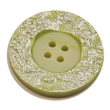 Acrylic Button 4 Hole Metallic 23mm Sage / Silver