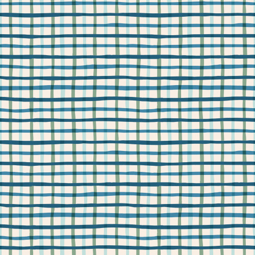 Retro Plaid from Camp Canine in Blue/Green by Krissy Mast for Cloud9 Fabrics (Avail Apr)