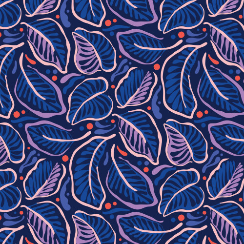 Abundant Greens from Wonder Jungle in Dark Blue by Pip & Lo for Cloud9 Fabrics (Avail May)