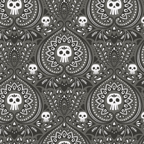 Gothic Paisley from Gothic Whimsy in Dark Gray by Anequ Studio for Cloud9 Fabrics (Avail May)