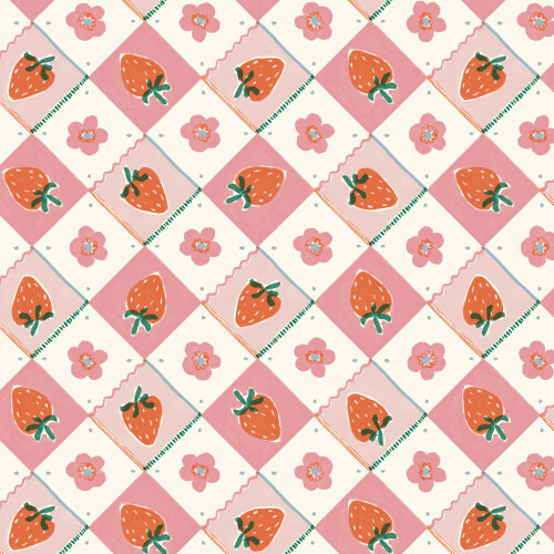 Strawberry Jam from Happy Homestead in Pink/Orange for Cloud9 Fabrics (Avail May)