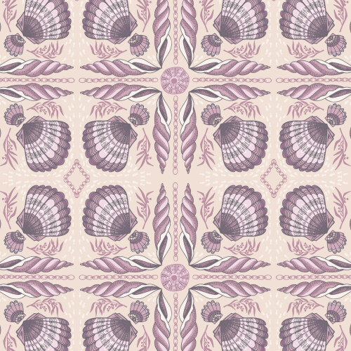 Shell Tile in Beige/Dusty Pink from Seashell Serenade for Cloud9 Fabrics (Avail Jan)