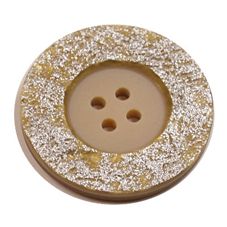 Acrylic Button 4 Hole Metallic 14mm Yellow / Silver