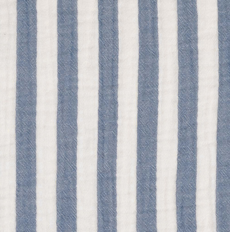 Blue & White Striped Double Gauze From Sakata By Modelo Fabrics