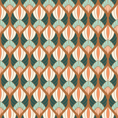 Deco Shells from Florissima in Coral by Juliana Tipton for Cloud9 Fabrics (Avail Apr)