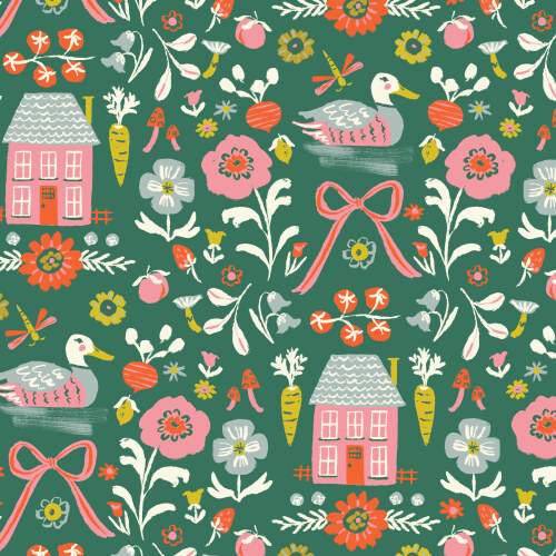 Homestead from Happy Homestead in Green/Multi by Samantha Johnson for Cloud9 Fabrics (Avail May)