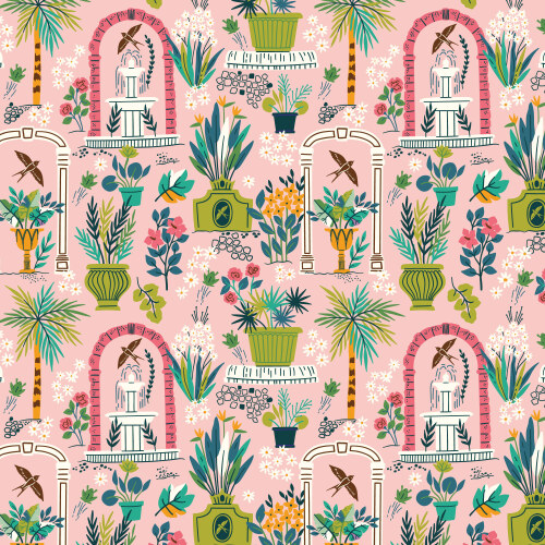 Garden from Bohemian Paradise in Pink by Maria Galybina for Cloud9 Fabrics (Avail Apr)