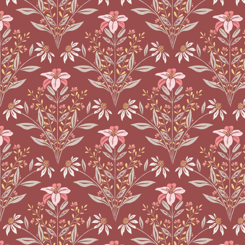 Bouquet in Burgundy from Eventide by Jillian Anderson for Cloud9 Fabrics (Due Mar)