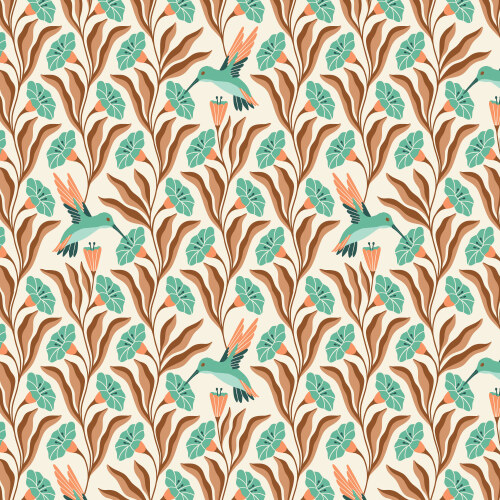 Hummingbirds from Florissima in Teal by Juliana Tipton for Cloud9 Fabrics (Avail Apr)