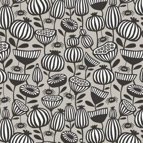 Spiders Garden from Gothic Whimsy in Gray by Anequ Studio for Cloud9 Fabrics (Avail May)