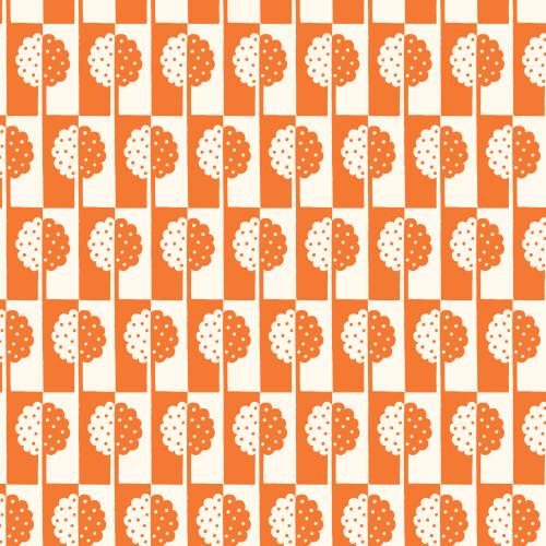 Holly Tree in Orange from Orchard Deco by Ariana Martin for Cloud9 Fabrics (Avail Feb)