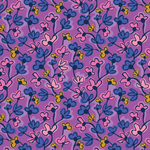 Alluring Vines from Wonder Jungle in Purple/Multi by Pip & Lo for Cloud9 Fabrics (Avail May)