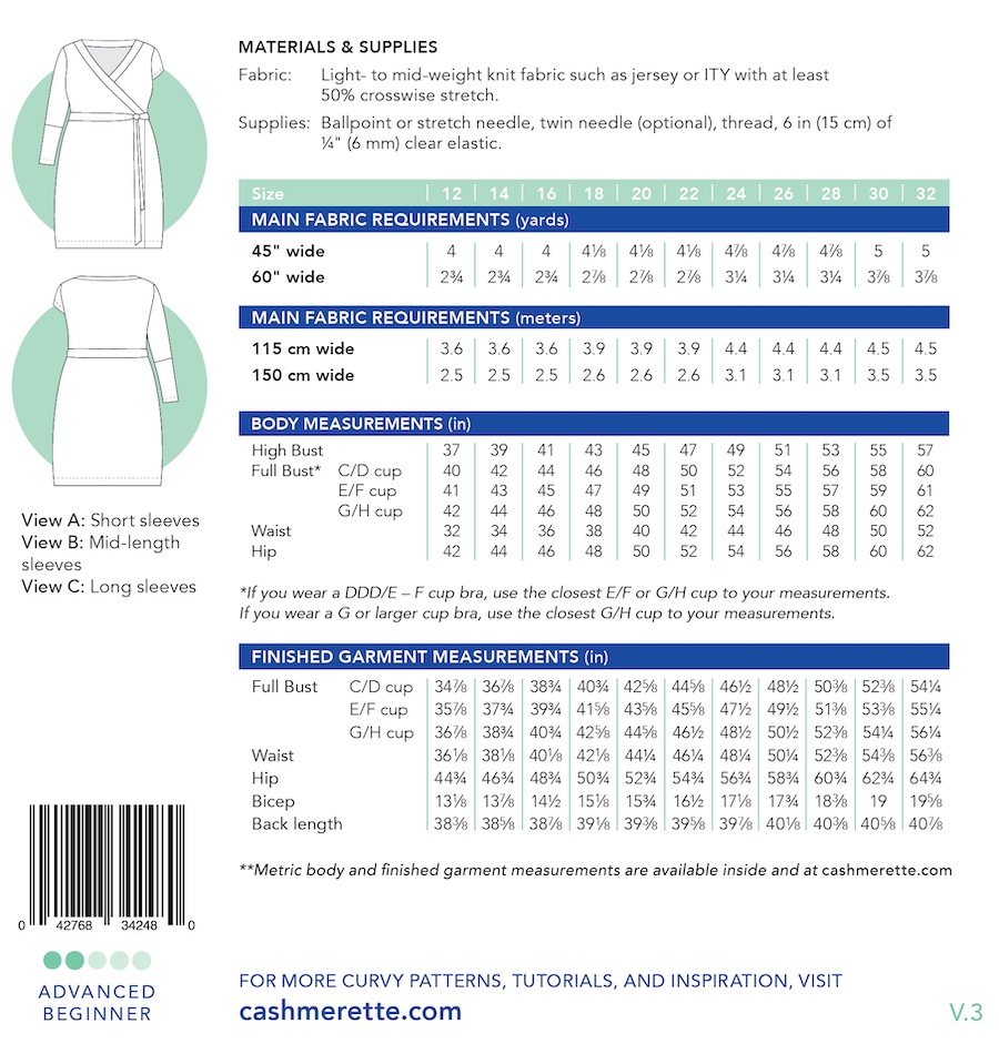 Appleton Dress Pattern - Cashmerette Patterns - Wholesale by Hantex Ltd ...