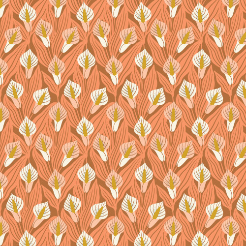 Calla Lilies from Florissima in Coral by Juliana Tipton for Cloud9 Fabrics (Avail Apr)