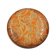 Acrylic Shank Button Gold Embossed 18mm Orange