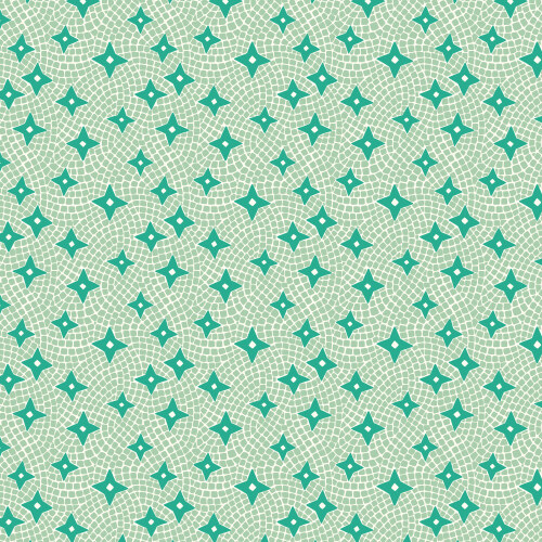 Tiles and Stars from Bohemian Paradise in Green by Maria Galybina for Cloud9 Fabrics (Avail Apr)