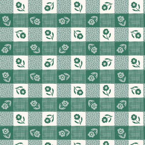 Gingham from Happy Homestead in Blue/Green by Samantha Johnson for Cloud9 Fabrics (Avail May)