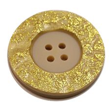 Acrylic Button 4 Hole Metallic 14mm Yellow / Gold