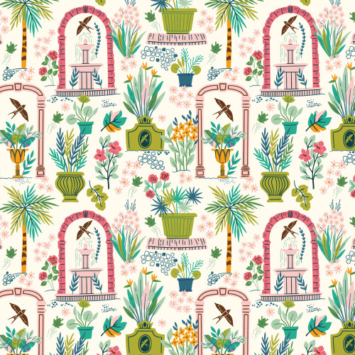 Garden from Bohemian Paradise in Ivory by Maria Galybina for Cloud9 Fabrics (Avail Apr)