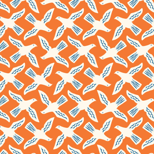 Flock in Orange from Orchard Deco by Ariana Martin for Cloud9 Fabrics (Avail Feb)