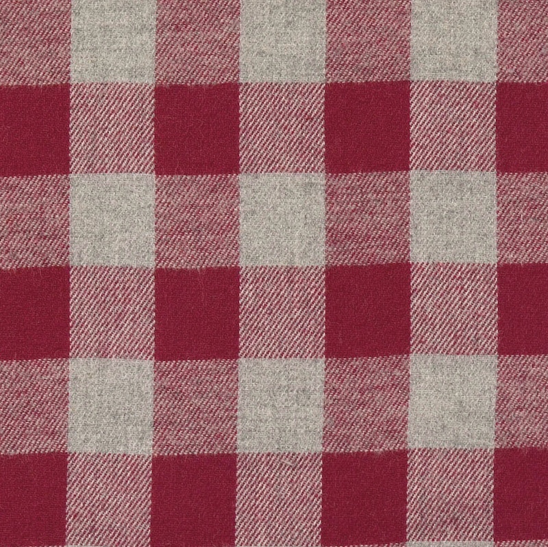 Brick Red And Grey Large Check Brushed Flannel From Glenrock By Modelo Fabrics