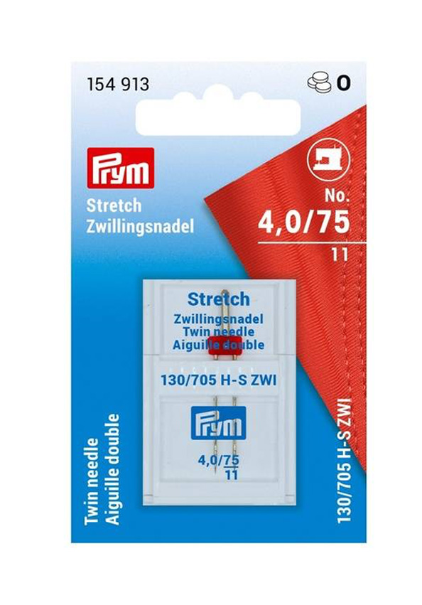 Prym Sewing Machine Needles Twin Stretch 4mm 75/11 1 Pc