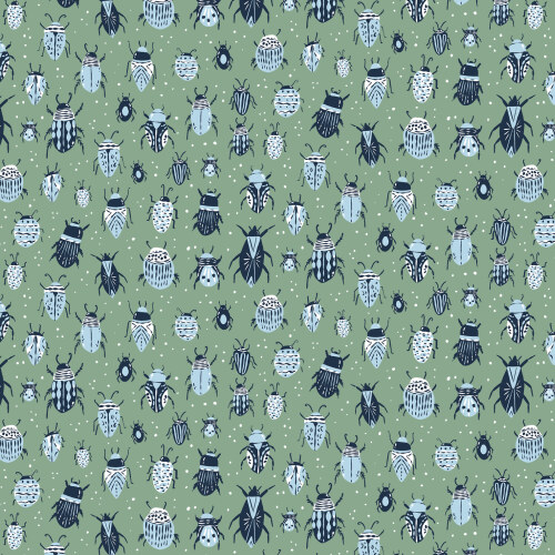 Beautiful Beetles from Camp Canine in Green by Krissy Mast for Cloud9 Fabrics (Avail Apr)