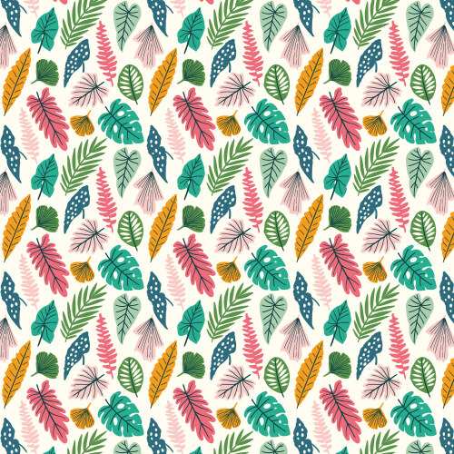 Exotic Leaves from Bohemian Paradise in Multi by Maria Galybina for Cloud9 Fabrics (Avail Apr)