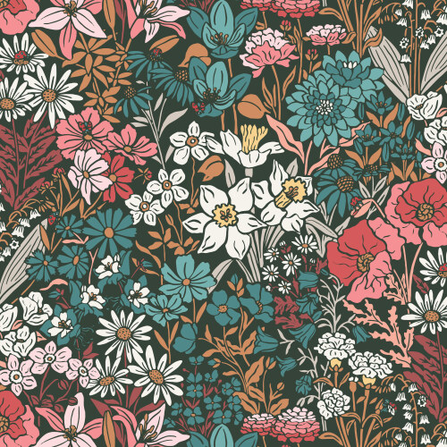 Garden in Dark Forest from Eventide by Jillian Anderson for Cloud9 Fabrics (Avail Mar)