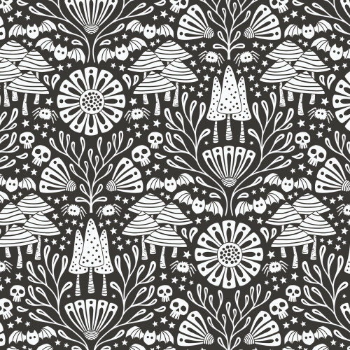 Gothic Forest from Gothic Whimsy in Black by Anequ Studio for Cloud9 Fabrics (Avail May)