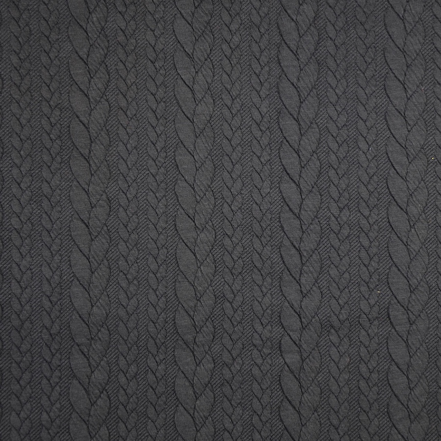 Black Cable Jacquard Knit Fabric - Wholesale by Hantex Ltd UK EU