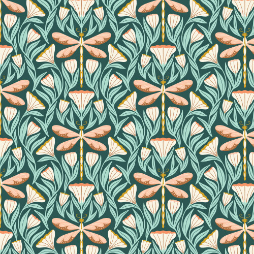 Dragonfly Dreams from Florissima in Teal by Juliana Tipton for Cloud9 Fabrics (Avail Apr)